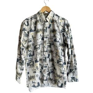 Vtg Natural Issue Shirt Men M Bear Hunting Long Sleeve Button Down 100% Cotton